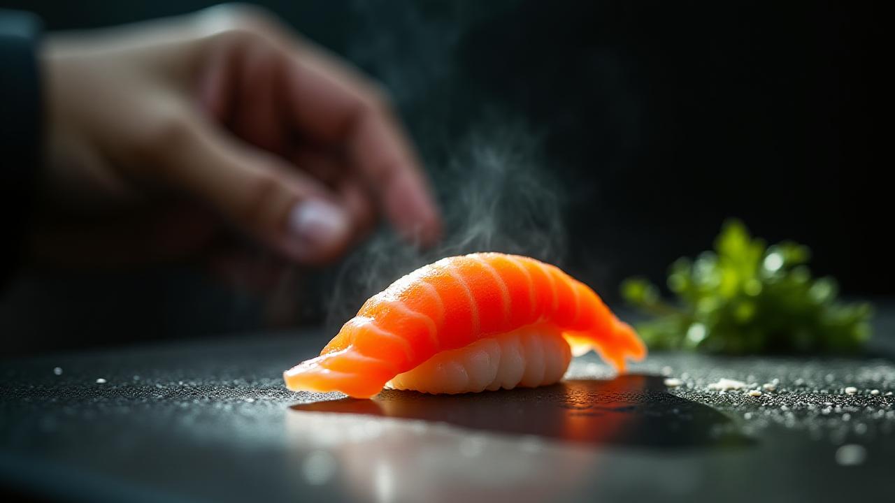 熟練の職人が握る一貫の寿司